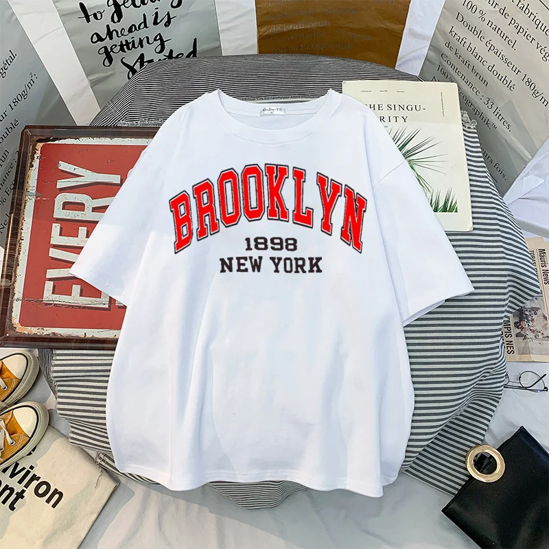 Women T-Shirt New York Print Letter T Shirt Women Streetwear Tops Female T-Shirt Leisure Fashion Aesthetic T Shirt Lady Tees