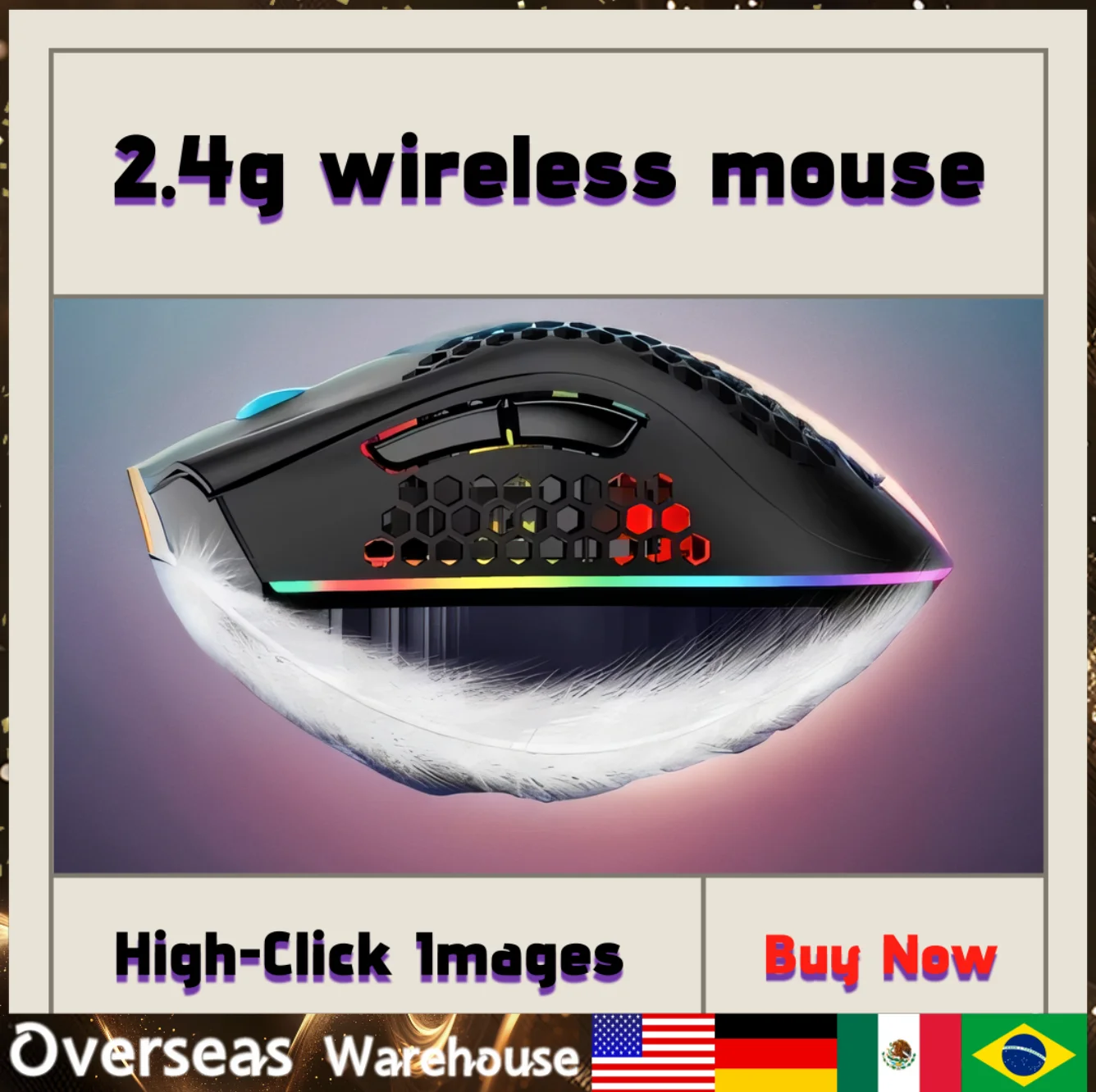 

Wireless Mouse RGB Light Honeycomb Gaming Mouse Rechargeable USB Desktop PC Computers Aouse Laptop Cute Gift 2.4G Mice Gamer