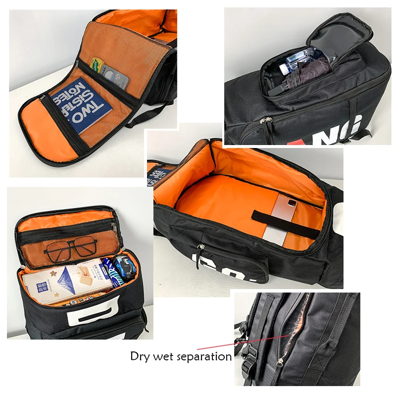 VC-Bolsa de gran capacidad para Skateboard y esquí, mochila de viaje para hombre, Mochila deportiva para senderismo, separación en seco y húmedo