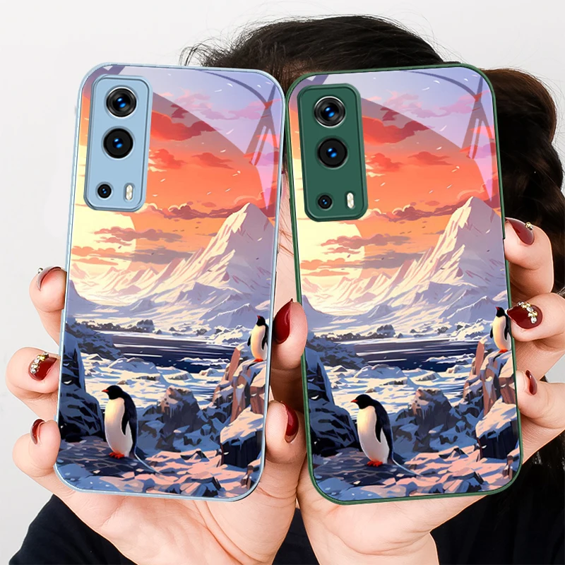 Sunshine Penguin Gold For VIVO Y72 X100 Pro Y55 16 V20 29 V30 X60 Pro Y11s Y20 X80 Pro 5G Y36 4G V23e Tempered Glass Phone Case