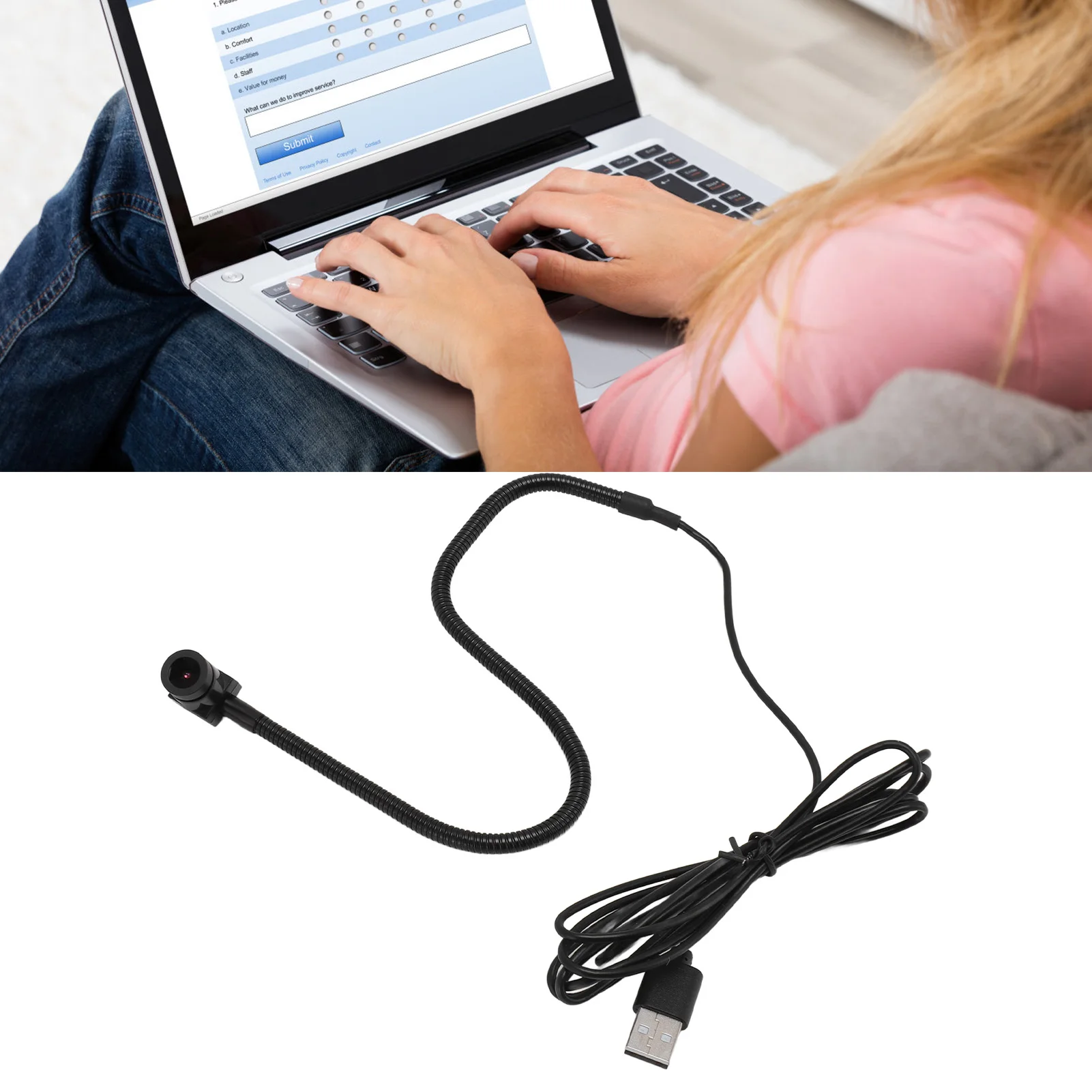 USB Center Webcam for Eye Contact Plug and Play 2MP Middle Screen Webcam with Built in Microphone for PC Laptop