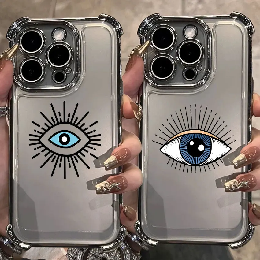 

Blue Beautiful Eyes For Samsung Galaxy A56 Silver Case A55 A54 A52 A53 A36 A34 A35 A33 A50 A73 A26 A25 A16 A06 Clear Phone Cover