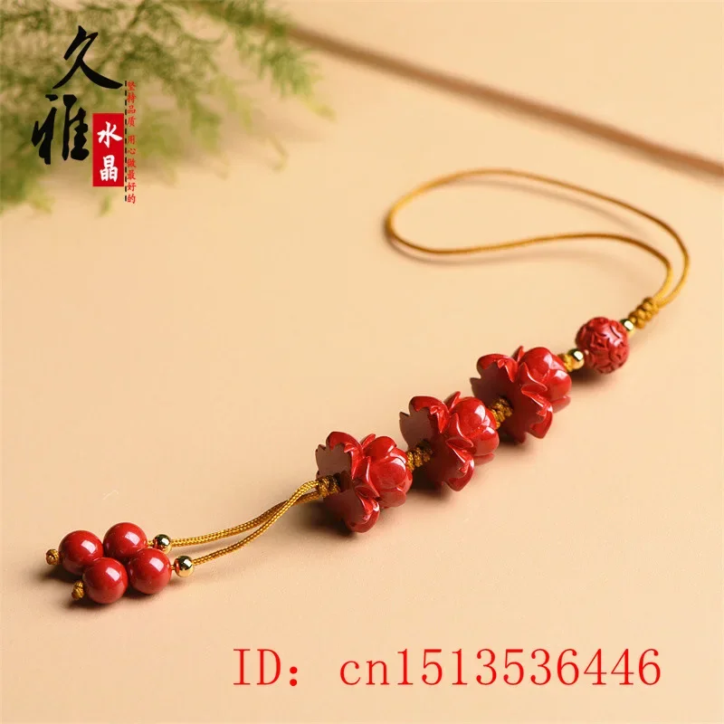 Aangepaste Cinnaber Lotus Sleutelhanger Biologische Sieraden Gesneden Mode Chinese Natuurlijke Charme Geschenken Amulet Tas Gesp Hanger Rood