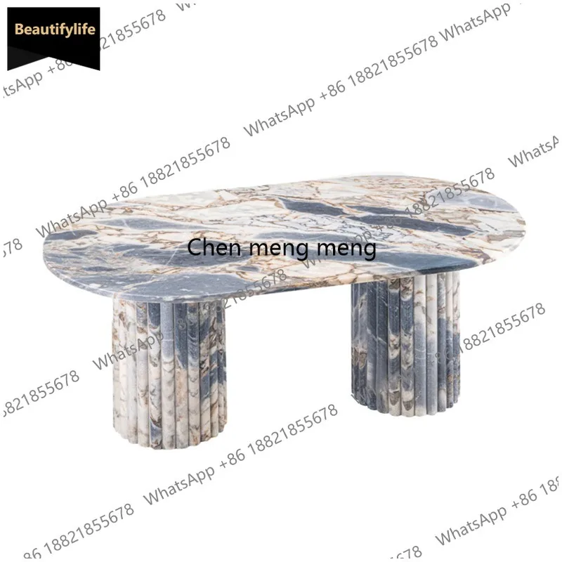 M183 French natural elephant white marble coffee table designer light luxury living room coffee table