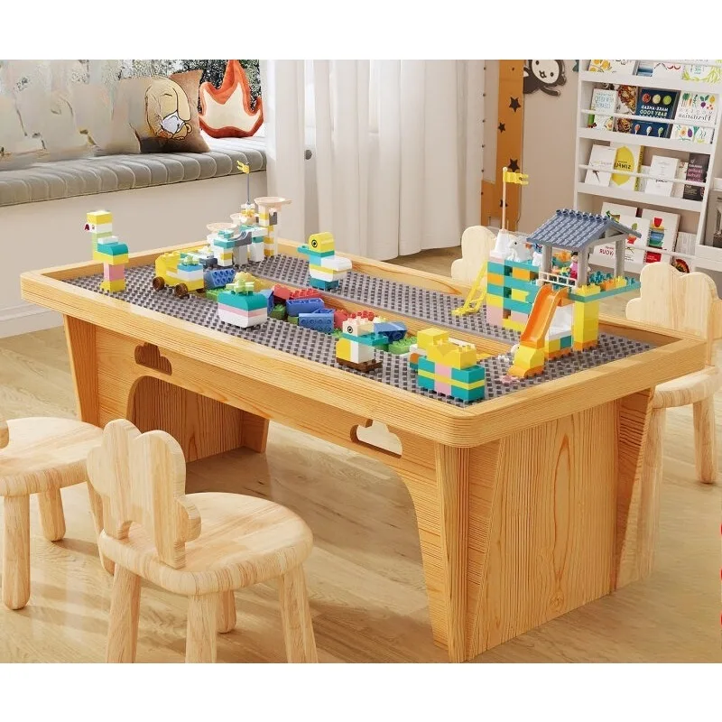 children's building block table large board game table multi-player kindergarten table and chair combination baby earlyeducation