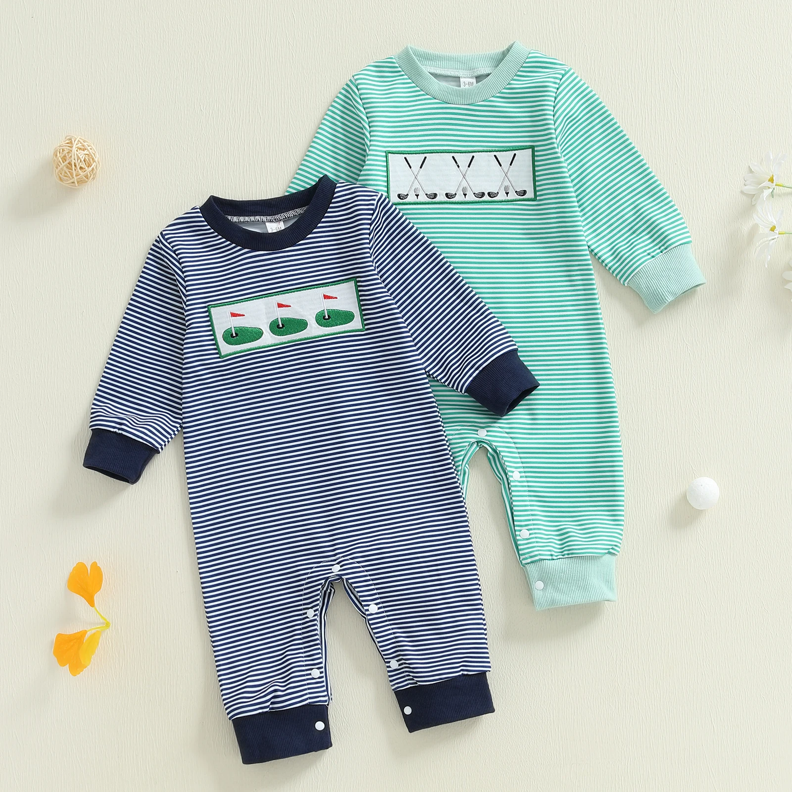 

Baby Boy Girl Fall Winter Clothes Newborn Golf Embroidery Romper Long Sleeve Jumpsuit Cute Infant 1-piece Outfits