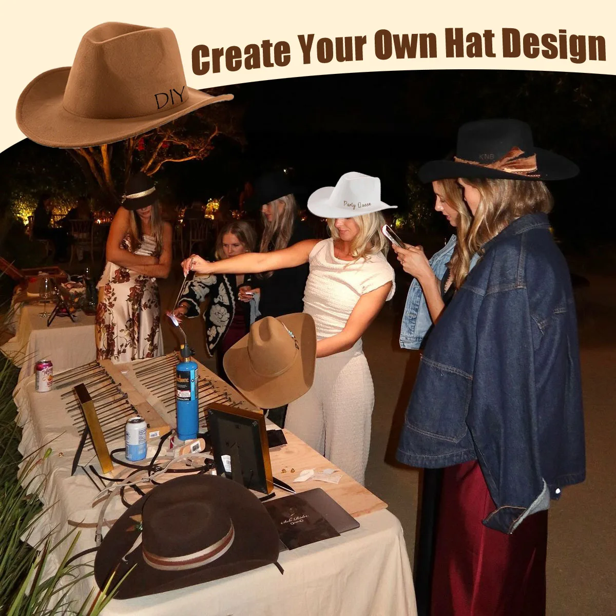 4-24Pcs Western Cowboy Hat for Men Women Adjustable Felt Cowgirl Hats Wide Brim Fedoras Hat for Adult Bachelor Party Costume view 4
