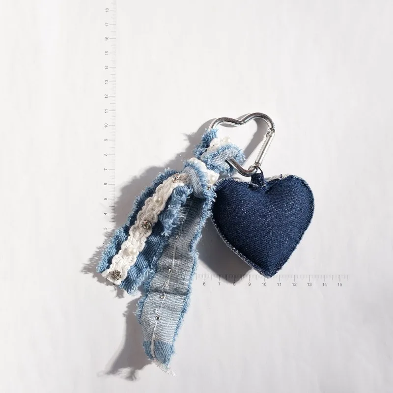 Denim Starfish Star Pendant Keychain Organizer Original Design Bag Charm Spring Clip Carabiner Keychain for Backpack Keys Car