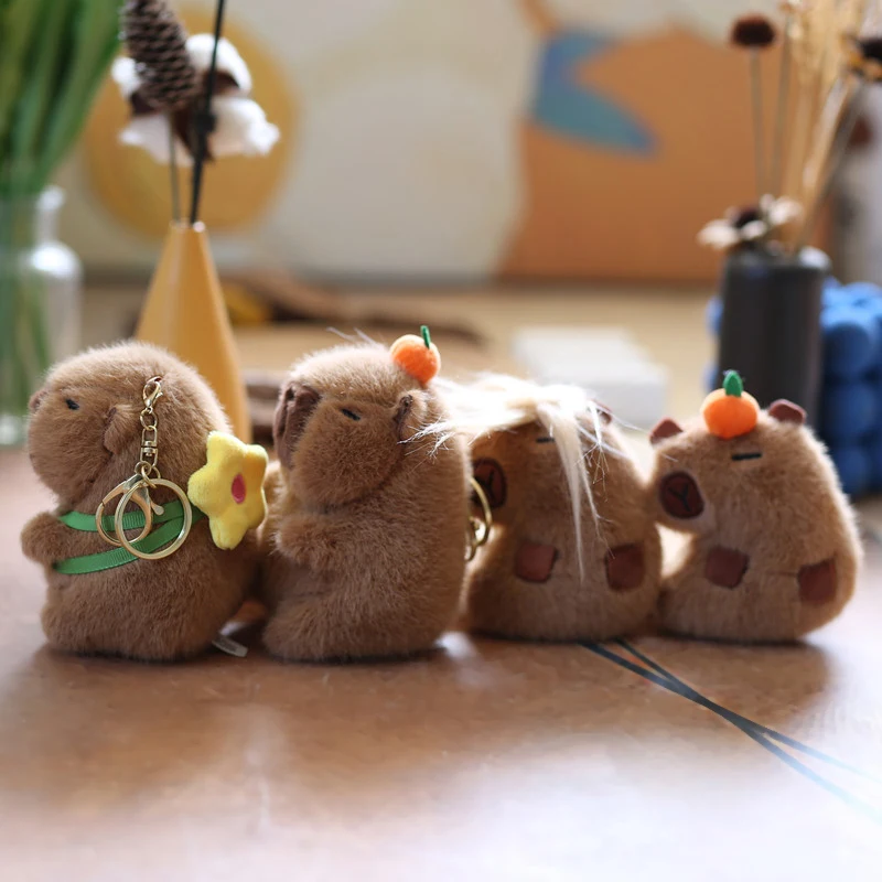 Cute Cartoon Capybara Plush Keychain Creative Realistic Capybara Doll Pendant Backpack Decoration Accessories Birthday Gifts