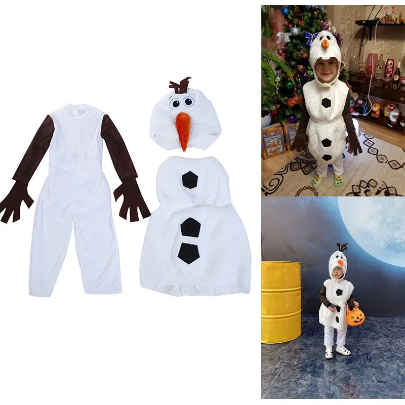 

Santa Olaf 2024 New Year Costume Kids Infant Cute Snowman Boys Cosplay Girls Christmas Jumpsuit Santa Holiday Gift For Toddler
