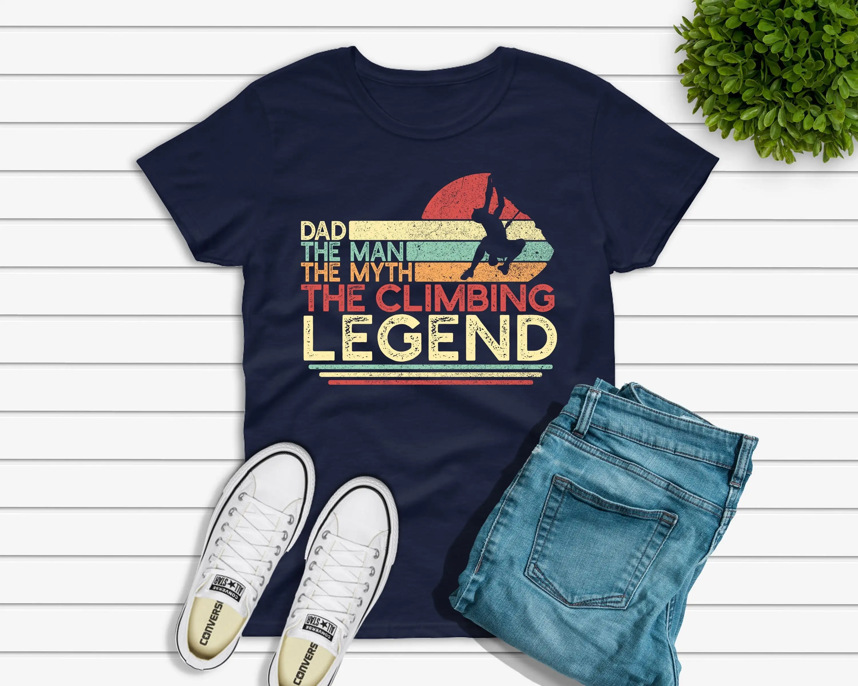 Dad The Man Myth Climbing Legend T Shirt Men Vintage Rock Bouldering Father'S Day For Climber