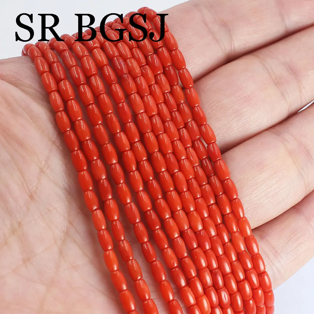 3x6mm 15inch Small Olivary Sardi Red Sea Bamboo Coral Fashion Natural Loose Beads For Jewelry Making DIY Earrings  Necklace