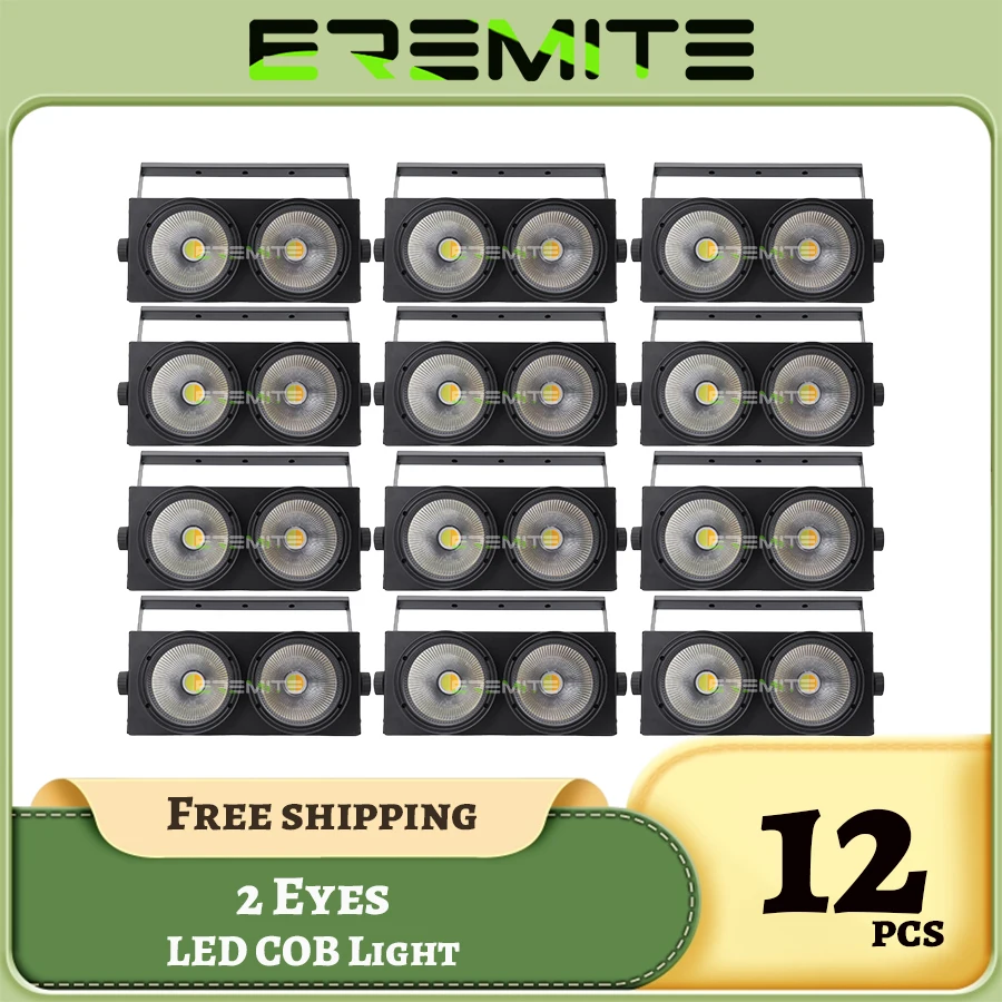 

No Tax 12Pcs COB LED 2x100W Audience DMX Light 2 Eyes COB Blinder Light Optional Control LED individually for Concert Disco