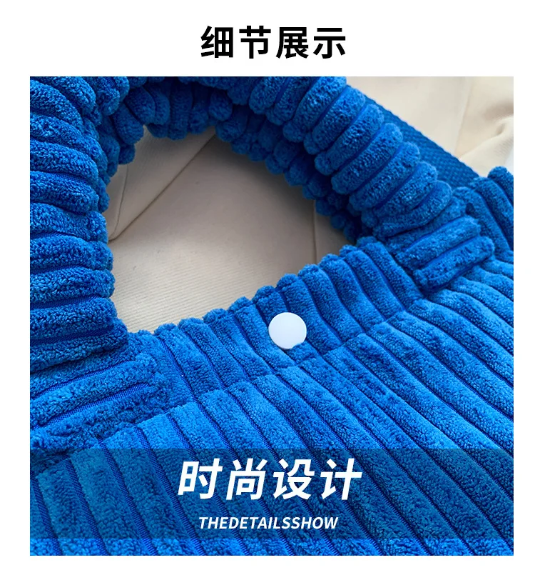Damen 2026 Herbst-Winter Neuer Stil Koreanische Ins Denim Samt Plüsch Schulter-Umhängetasche Hochwertige Handtasche für Frauen – Detail 2