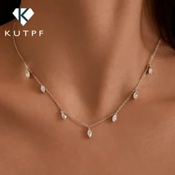 3*6mm 0.3carat Marquise Cut Moissanite Diamond Necklaces With Certificate 925 Sterling Silver Stacking Neck Chain For Women