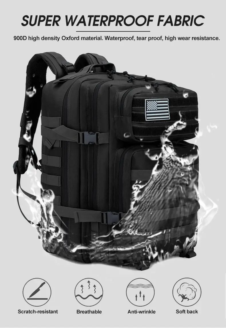 Outdoor Sports Multi-functional Bags50L  Tactical Backpack Men\'s Travel Large Capacity Rucksacks Men Waterproof