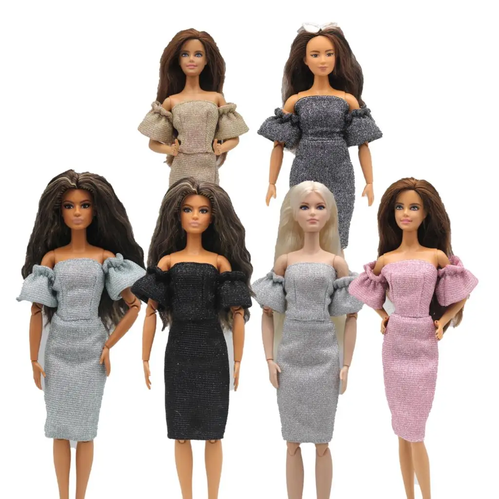 New 30cm 1/6 Doll elegant puff sleeves top Dress set Daily Wear Accessories Clothes for Barbies doll