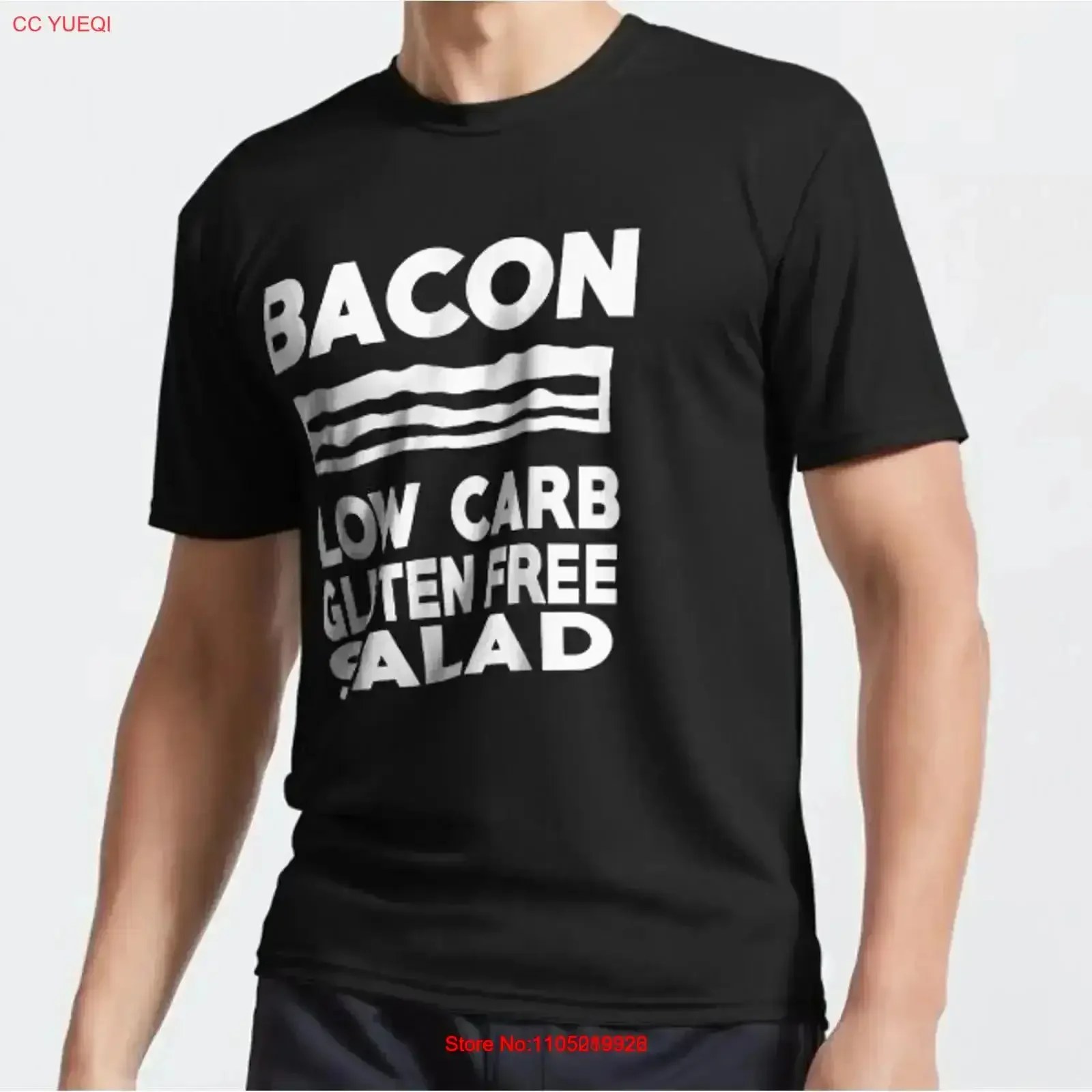 Bacon Humorous Gym Diet Ironic Fitness Divertido Humor Active Camiseta vintage Lavado Versátil Elegante Moda Estirado vintage