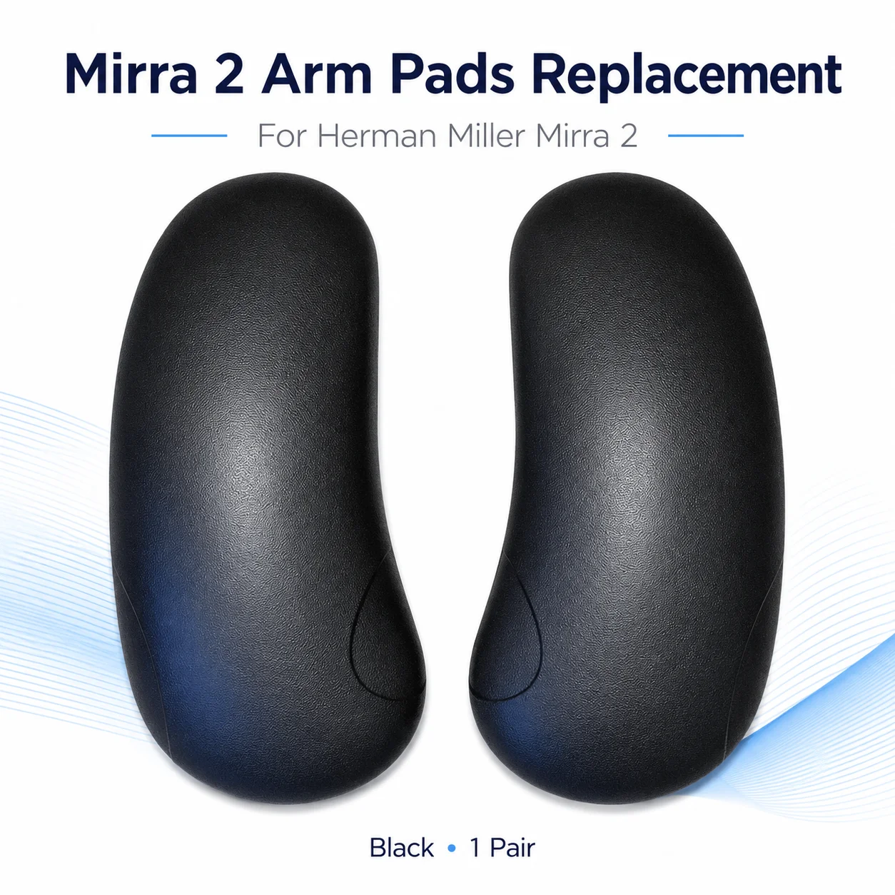 Herman Miller Mirra 2 Arm Pads Replacement, Office Chair Armrest Pads, Ergonomic Chair Repair Parts, Black/Light Gray, 1 Pair