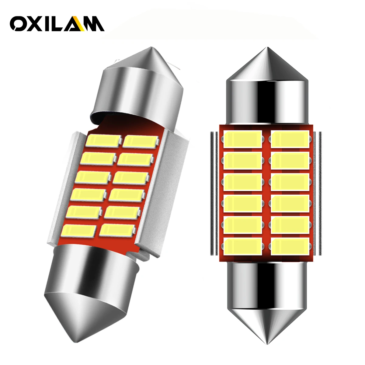 OXILAM 2Pcs C5W 31mm LED Warm White 6000K 12V C10W 31mm Festoon Canbus Error Free Car Interior Plate License Light Lamp 4014 SMD