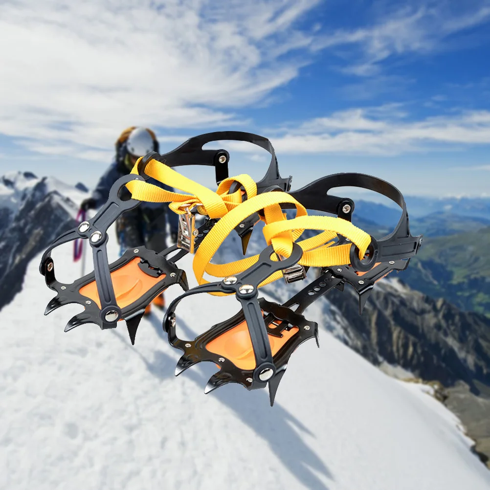 

2pcs 10 Toothed Anti-Slip Ice Gripper Crampons Climbing Shoe Cover Portable Adjustable Oxford Bag Cold Resistant For