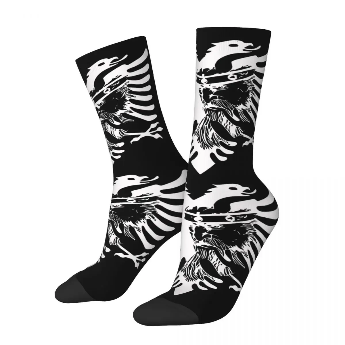 

Hero White Men's Socks Vintage Harajuku Albanian Eagle Street Style Novelty Casual Crew Sock