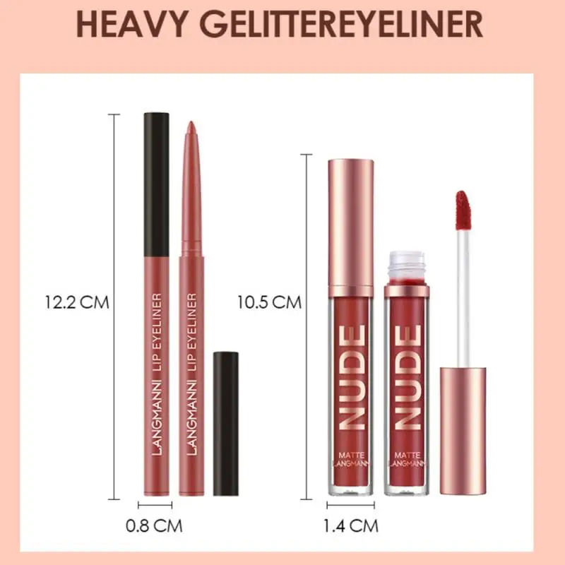 6 Kleuren Lipliner Langdurige Gemakkelijk Te Kleuren Anti-Stick Cup Waterdichte Matte Lipgloss Make-Up Cadeau Lippenstift Set