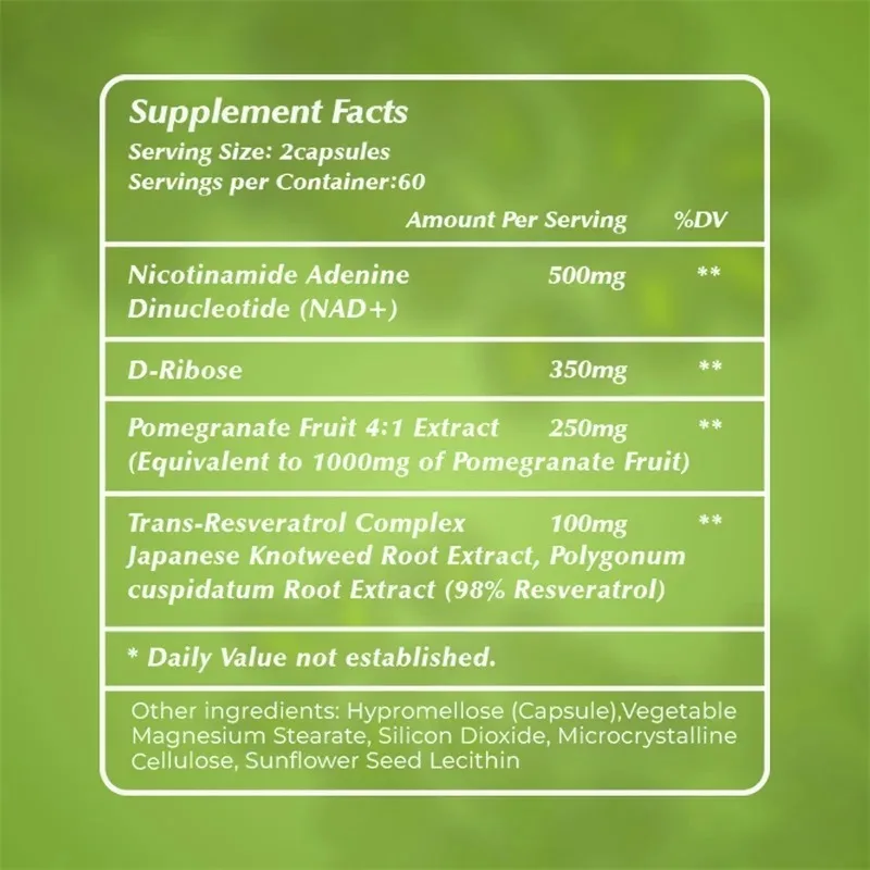 Liposomal NAD+ Supplement with Resveratrol, NAD Plus Boosting - Support Cellular Health, Stamina & Healthy Aging, Energy