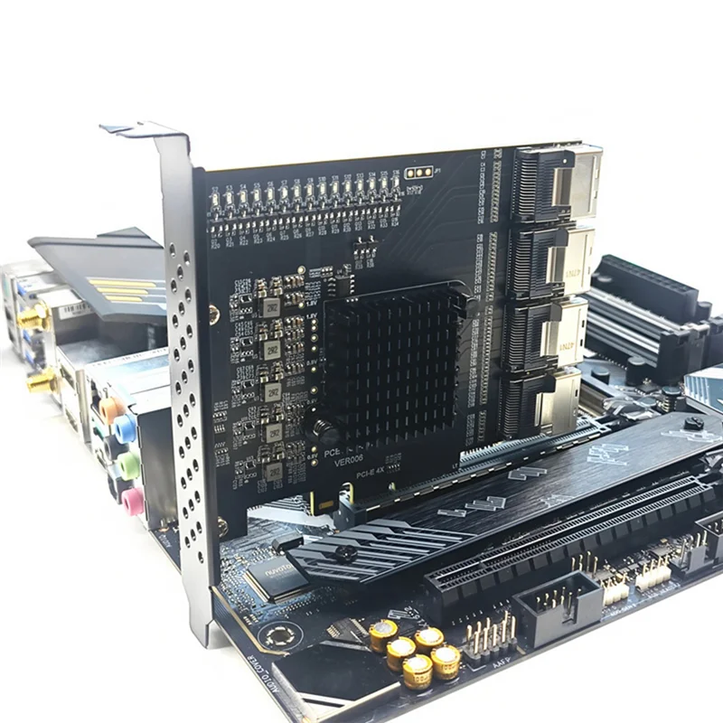 Neu - PCI-E zu MINI SAS SFF-8087 Adapter 16 Port SATA 3.0 6 Gbit/s SSD Adapter für Bergbau
