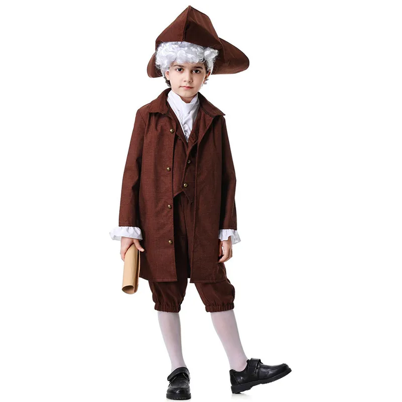 Boys Retro Lawyer's Tailcoat Cosplay Kids Children Halloween Medieval Noble Swallowtail Costumes Carnival Purim Show Party Dress