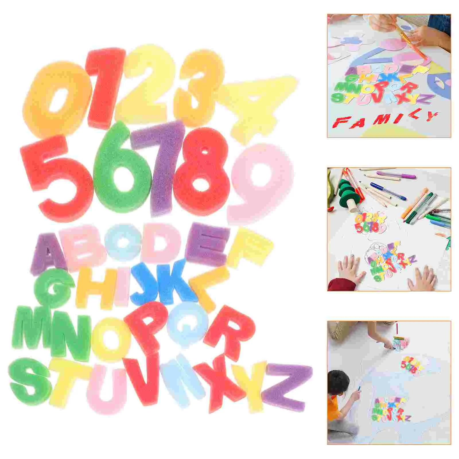 

1 Set A-Z Letters Sponge Stamper Stamping Tool Graffiti Painting Sponge 0-9 Number Stamping (Letters + Number)