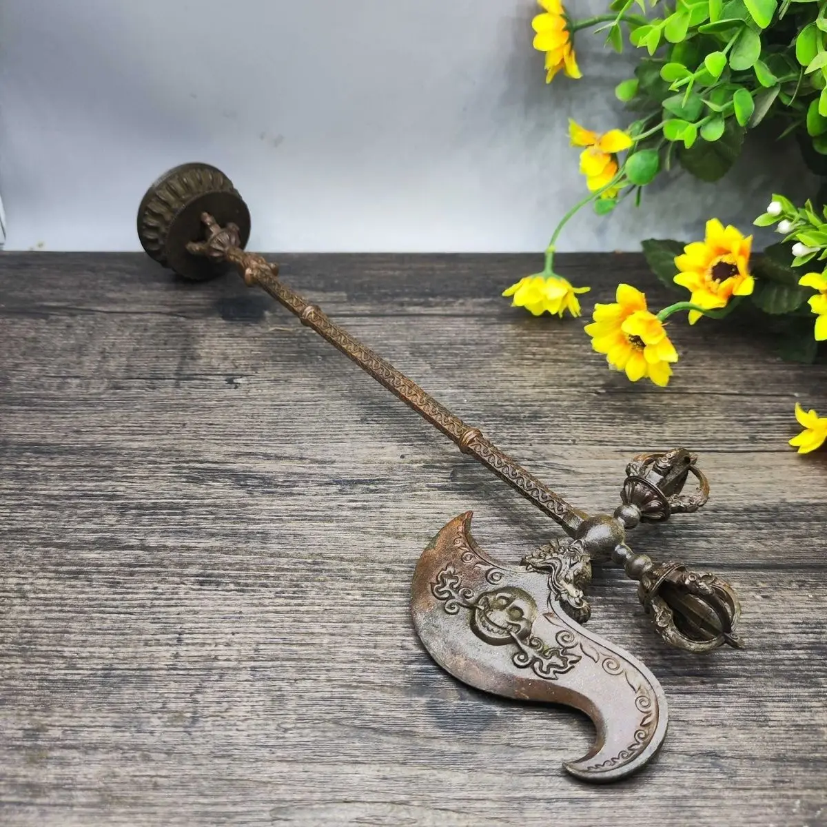 Vajra hook, pestle, knife, axe, magic tool, corpse tower master, skull, head, Vajra ornament