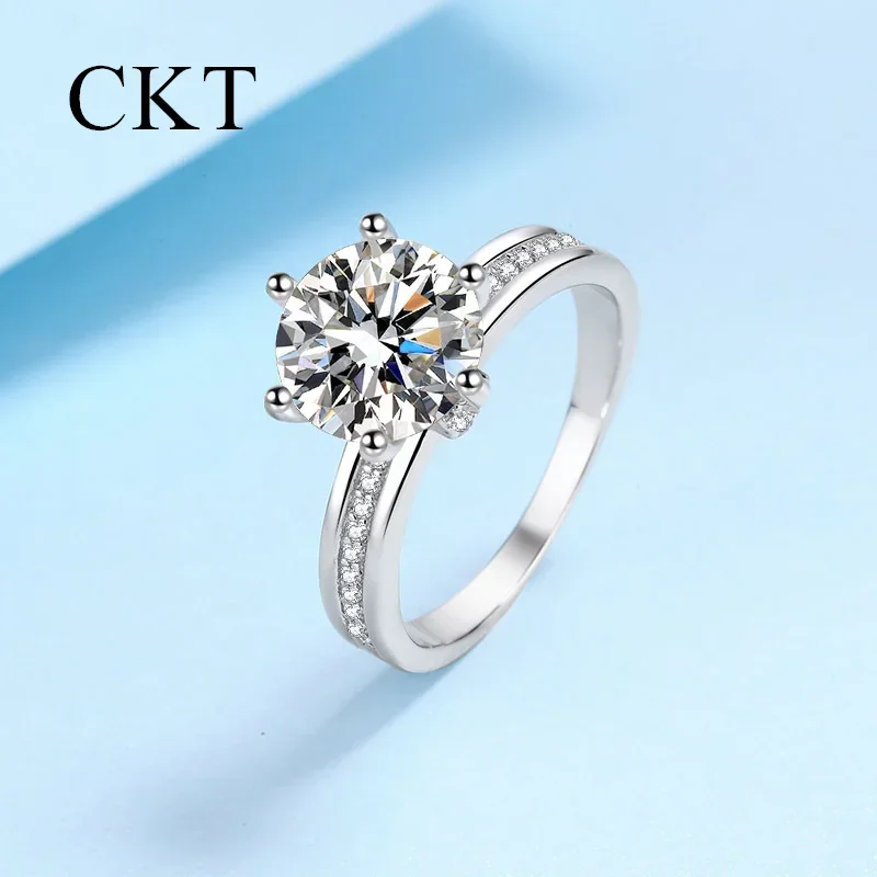 18K White Gold Platinum 3 Carat Sparkling D Color Moissanite Rings for Women Pt950 Diamond Ring Wedding Bands Fine Jewelry Gift