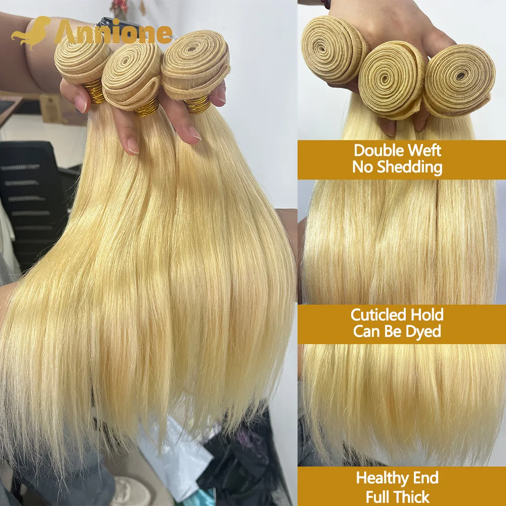 Annione 613 Menschliches Haar Bundles 12A Gerade Menschliches Haar Bundles Rohes Menschliches Haar 100% Blonde 3/4 Bundles Haar Extensions Für frauen