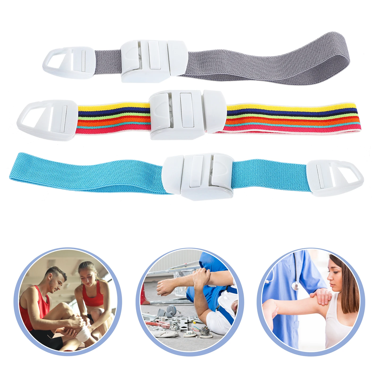 

3pcs 40Cm Elastic Quick Release Emergency Buckle Tourniquet Medical Grade Nylon Polyester Reusable Outdoor First Aid