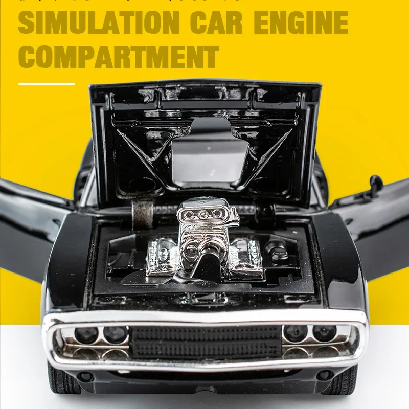 1:32 simulación 1970 Dodge Charger aleación coche deportivo modelo sonido luz tirar hacia atrás coche de lujo juguete para niños adornos de regalo