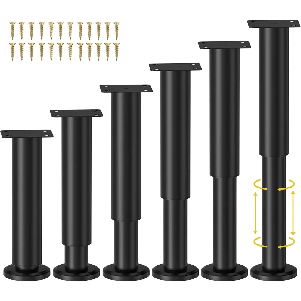 

6 Pcs Adjustable Height Bed Support Legs for Bed Frame/Bed Center Slat, Metal Adjustable Furniture Legs 7.08-12.2 inch for Bed/S