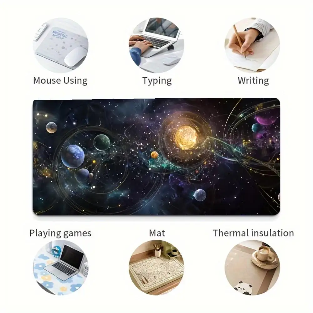 Space Planets Mouse Pad Desk Mat Mousepad Large Abstract Mouse Pad Gaming Deskmat With Lockedge Office Non-slip Carpet