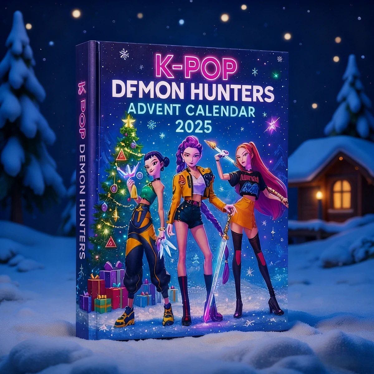 

Kpop Demon Hunters Рождественский адвент-календарь Huntrix Rumi Mira Zoey SAJA Мальчики Дерпи Тигр слепая коробка игрушки новогодний декор подарки