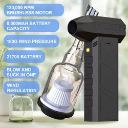 Electric Car Air Duster Super Jet Fan Blower 130000RPM Motor Mini Turbo Jet Fan 8000mAh Cordless Air Blower & Vacuum Cleaner