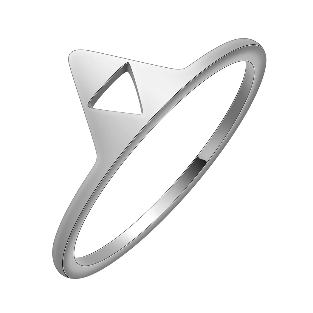 CHENGXUN  Triangle Triforce Rings for Women Girls Stainless Steel Hollow Stacking Midi Ring Geometric Jewelry Gift