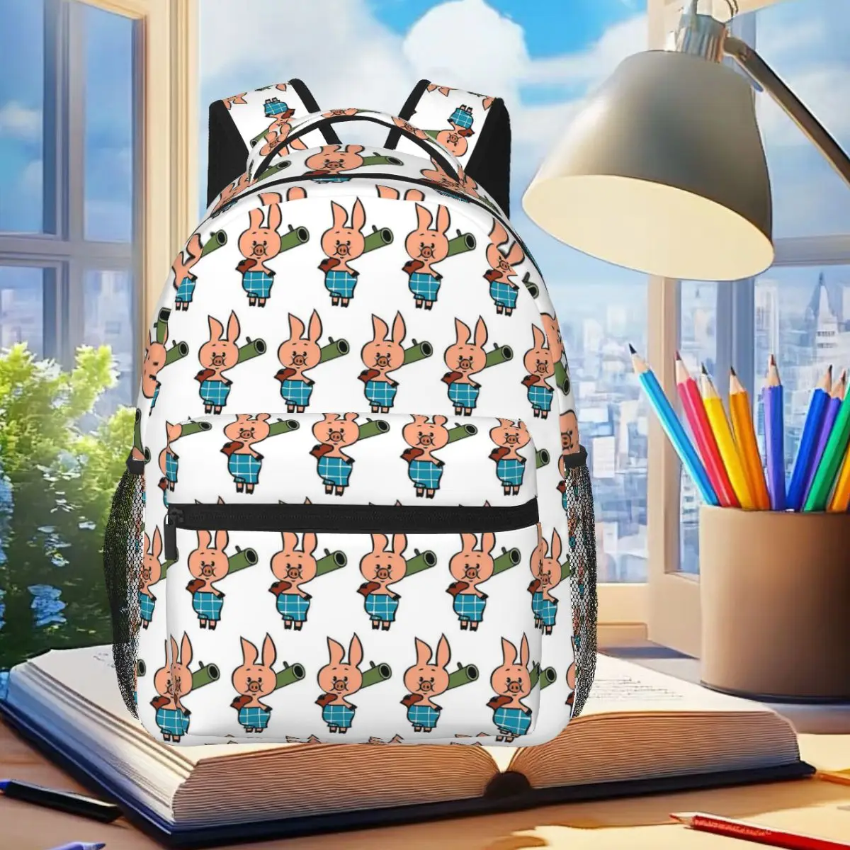 Cartoon Where Are We Going With Piglet Secret Russian Style Backpack Student Boys Girls BookBag School Bag Computer Shoulder Bag