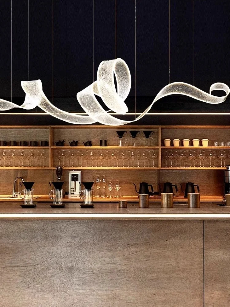 Acrylic ribbon pendant light restaurant light hotel cashier front desk tea room pendant light - Image 2