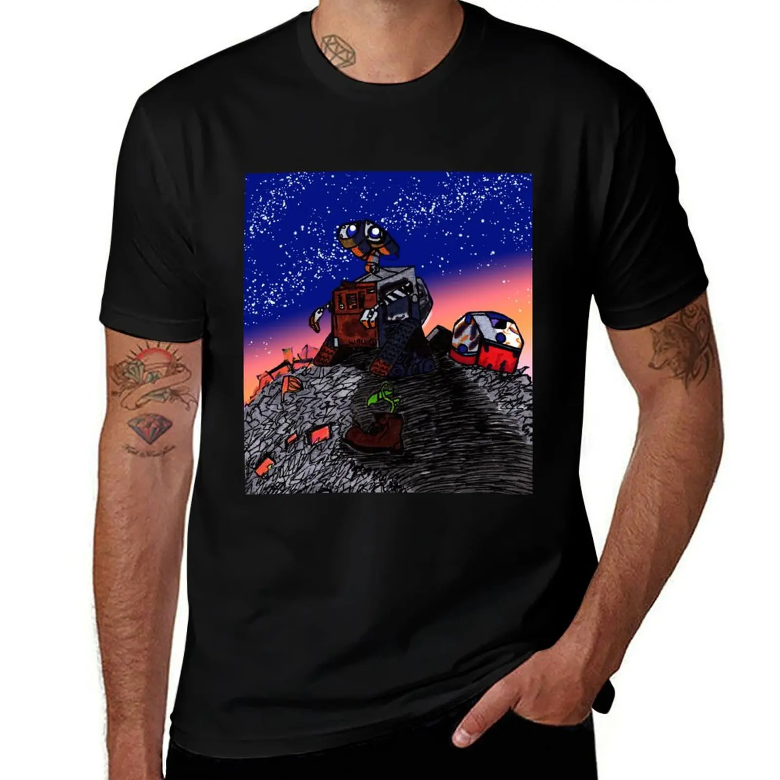 

shirts 100% shirt t t man Walle T-Shirt summer cotton man Star Gazing