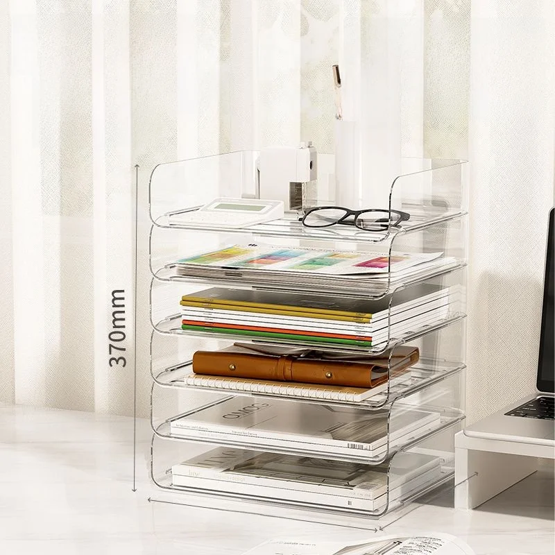 

Acrylic Desktop File Organizer Multi-Layer Transparent Storage Box Office Document Holder Booke Rectangular ape Plastic ...