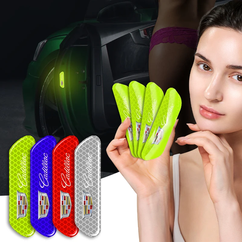 

4pcs Car Door Reflective Strips security Warning Stickers For Cadillac XT5 XTS CTS BLS SLS DTS SRX Escalade Tiburon Deville