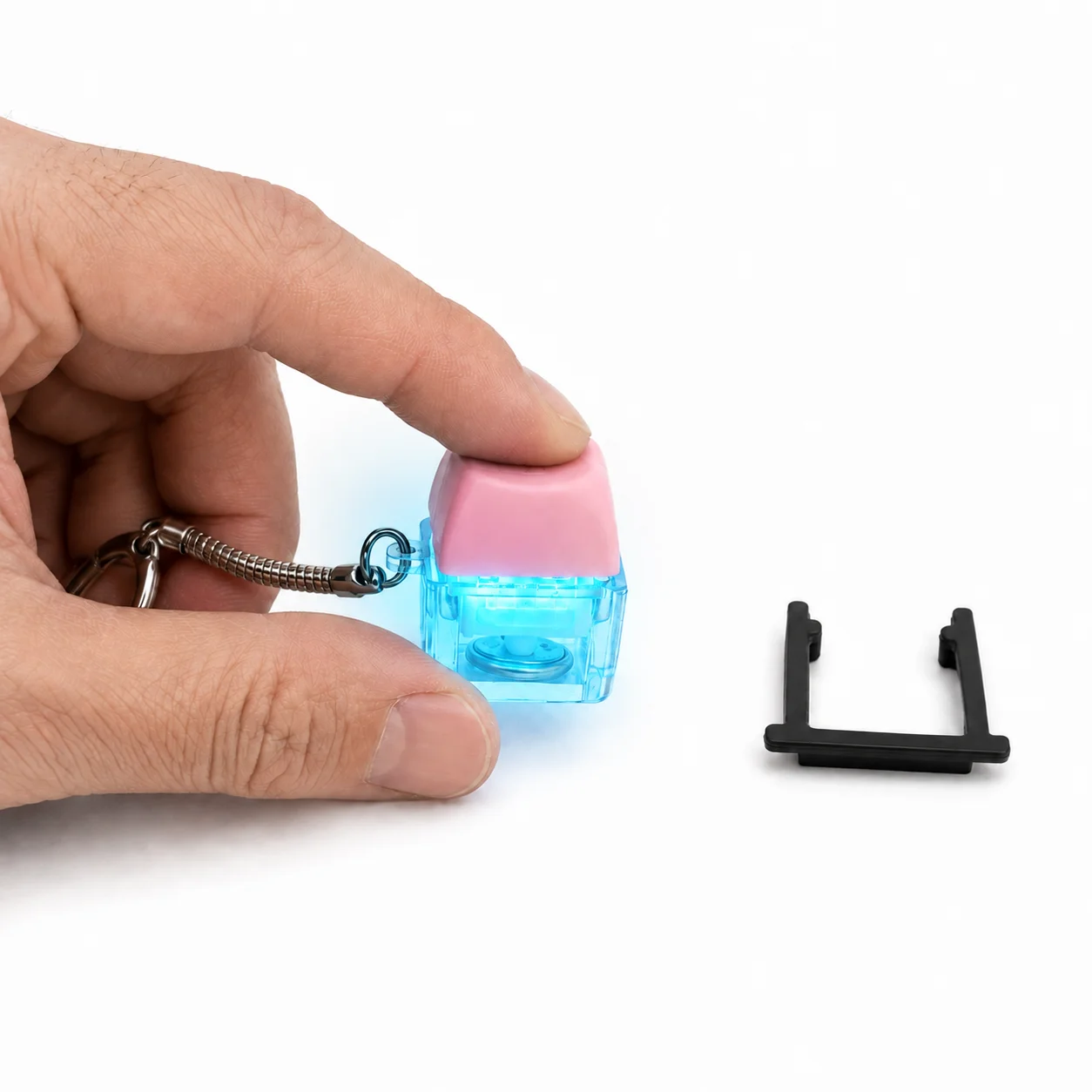 Electrified Transparent Mechanical Keycap Fidget Toy Keychain, One Touch Powered Design to Relieve Stress, Nervousness and Anxie