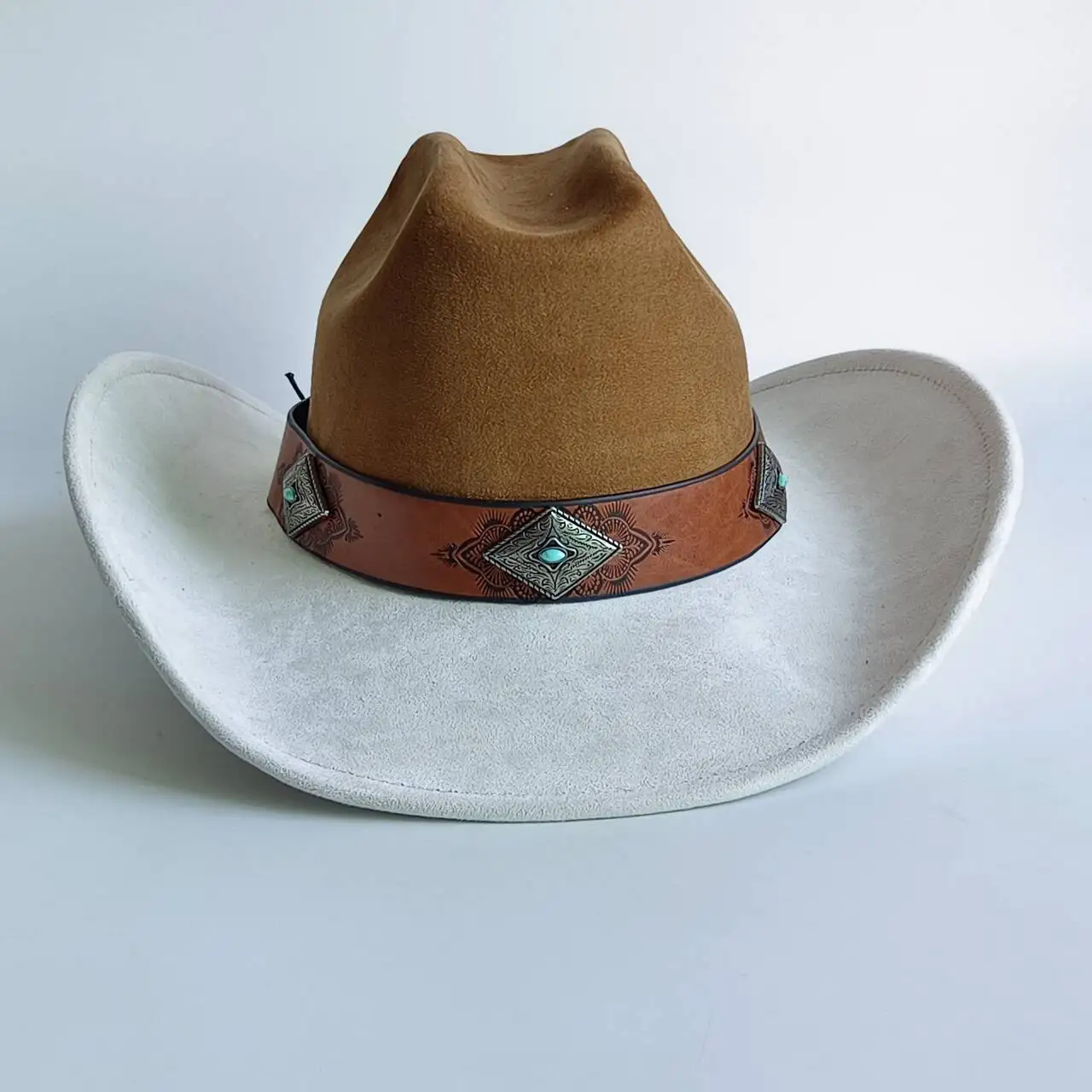 estern cowboy hats, women's cowboy hats wide-brimmed hats suede hats turquoise belts -autumn everyday outfits chapéu cowboy