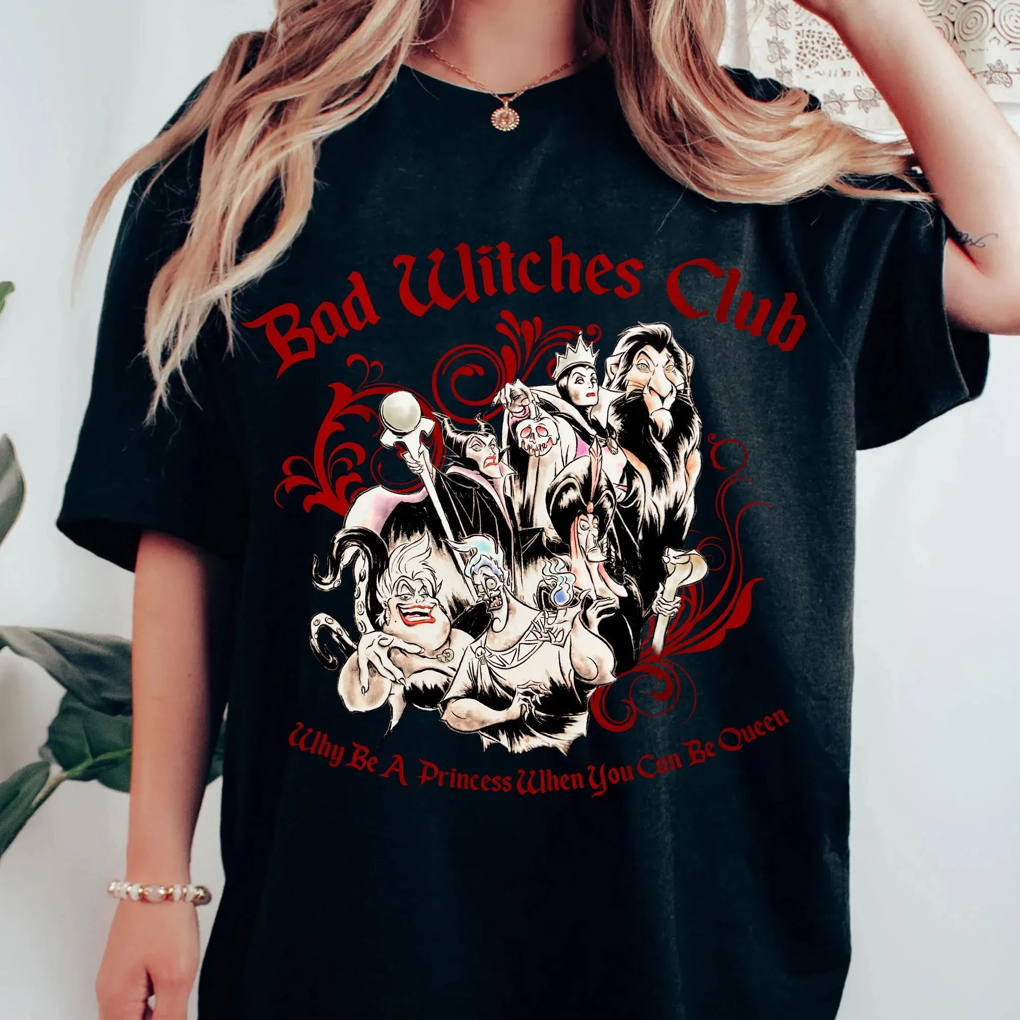 

Футболка Disney на Хэллоуин The Bad Witch Club, футболка «You Don't Have To Be A Princess To Be A Queen», костюм ужасающей ведьмы