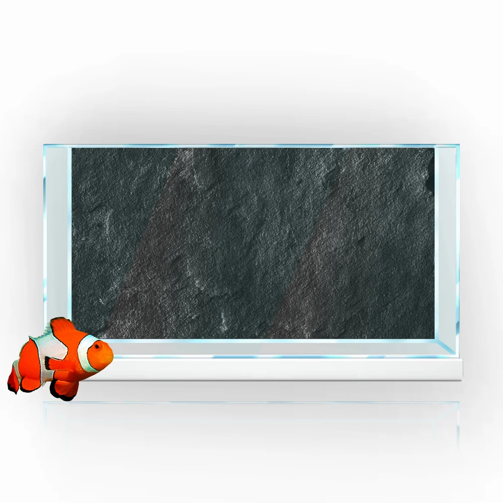 Fish Tank Background Sticker  Black Grey Marble Rock Wall Printing Wallpaper Aquarium Backdrop Decorations PVC